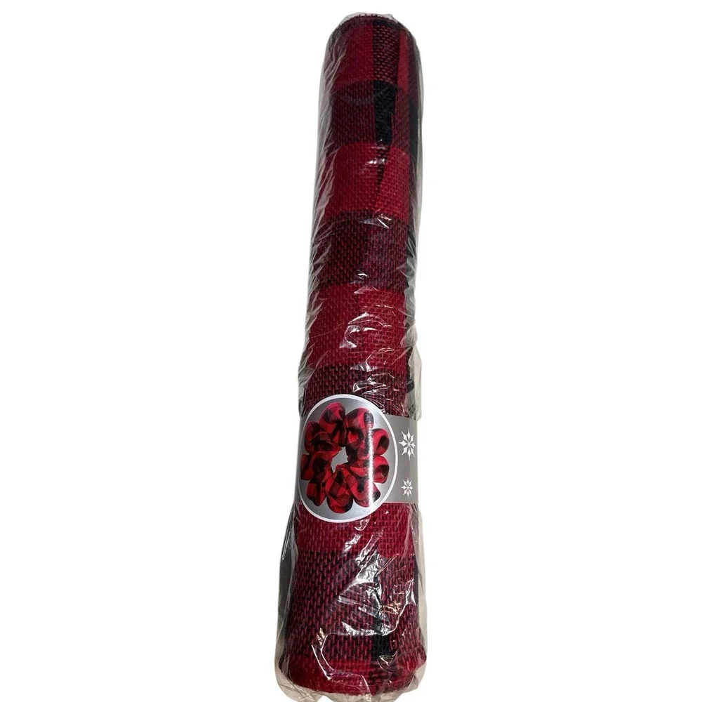 Christmas‎ Polypro BUFFALO CHECK DECO Mesh Ribbon Red And Black 18x9''-NEW